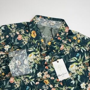 NEW Robert Graham Shirt Men's XL All‎ Over Floral Print Green Flowers Flip Cuff